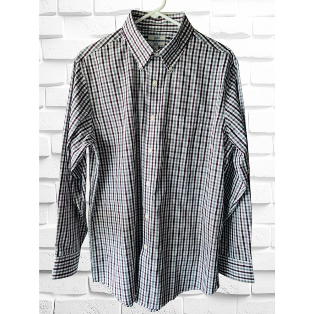 Croft & Barrow Men’s 16 32/33 Long Sleeve Plaid Button Down Dress Shirt • EUC